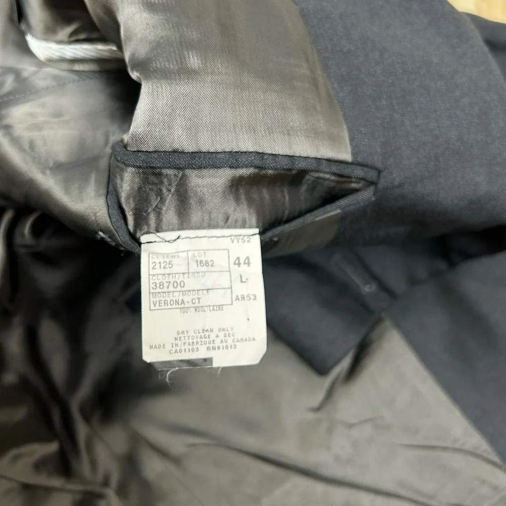 Jack Victor‎ Estrato Super 100's Wool Solid Gray Two Button  Blazer Men's 44L
